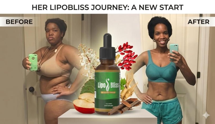 LipoBliss GLP natural formula before and after results showing improved energy, craving control, blood sugar balance and metabolism support